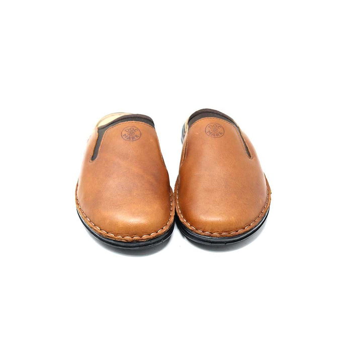 Mens Tan Leather Mules For Men, Genuine Leather Dark Tan Mule, mens leather mule sandals, Tan leather mule sandals, Tan sandals mules, tan leather open toe mules, leather slip on mules sandals