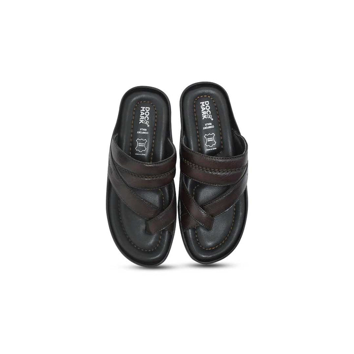 Stylish Leather Slipper for Men - 1135 BK/CHRY