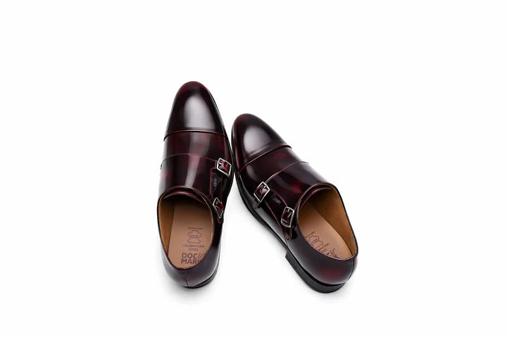 Full Grain Patent Leather  Double Monk Slip on Shoes  903BK / BRD