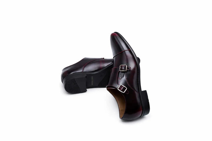 Full Grain Patent Leather  Double Monk Slip on Shoes  903BK / BRD