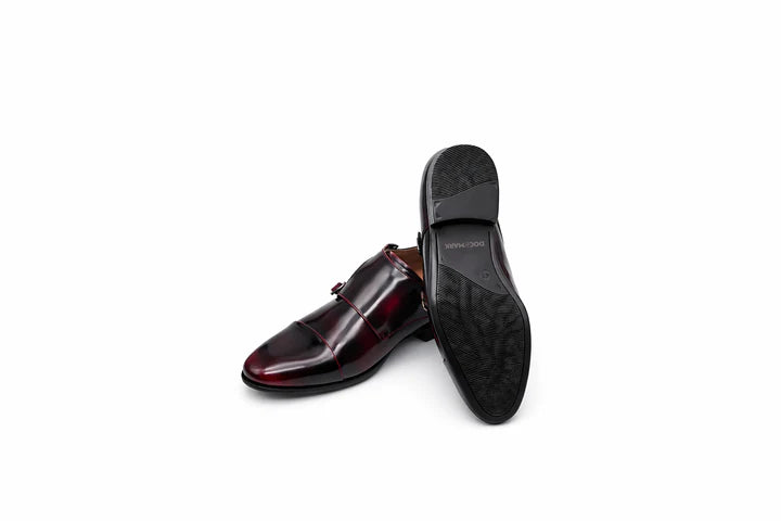 Full Grain Patent Leather  Double Monk Slip on Shoes  903BK / BRD