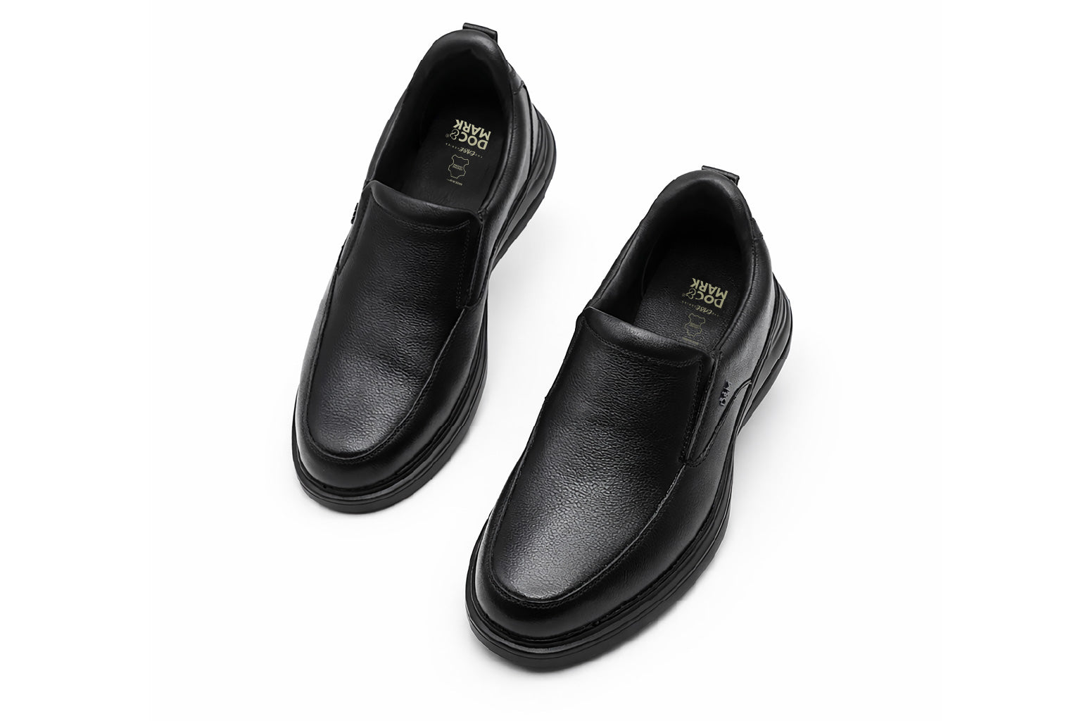 DOC&MARK® Full Grain Leather - The Ease Glide Slip-in Shoes 515BK.