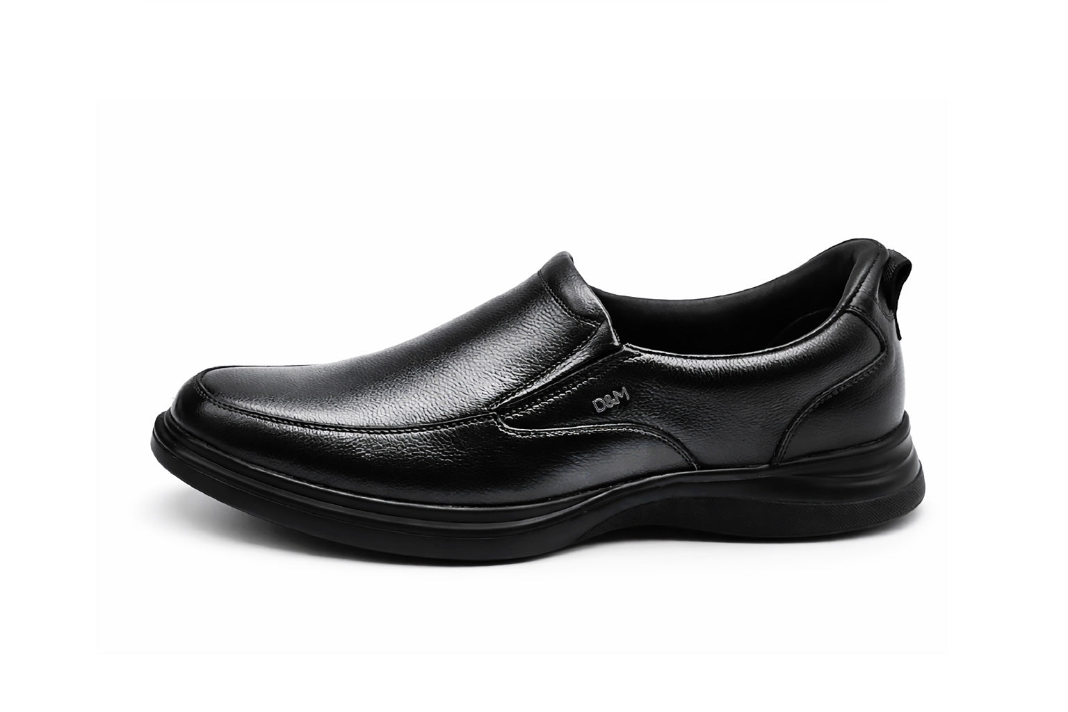 DOC&MARK® Full Grain Leather - The Ease Glide Slip-in Shoes 515BK.