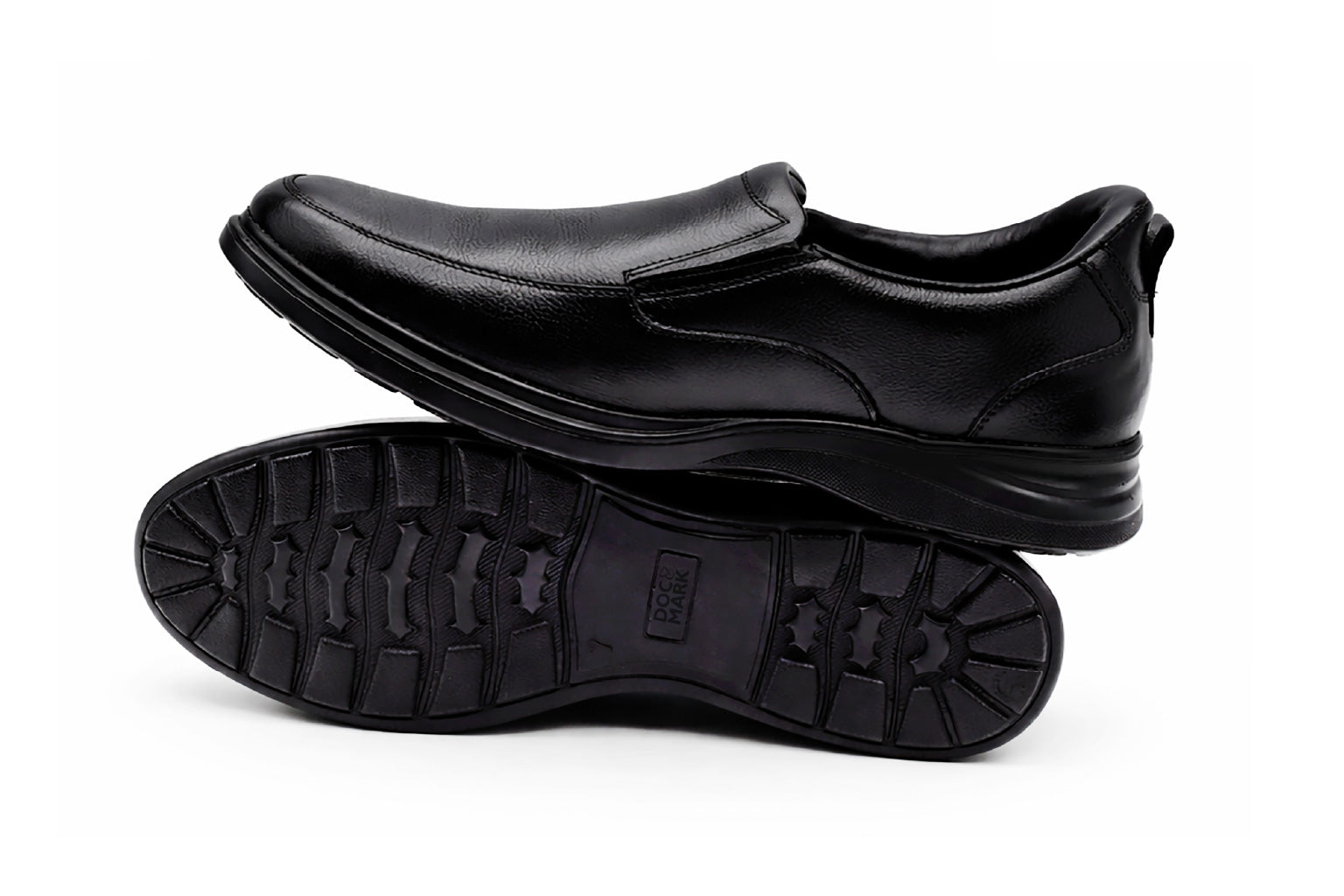 DOC&MARK® Full Grain Leather - The Ease Glide Slip-in Shoes 515BK.