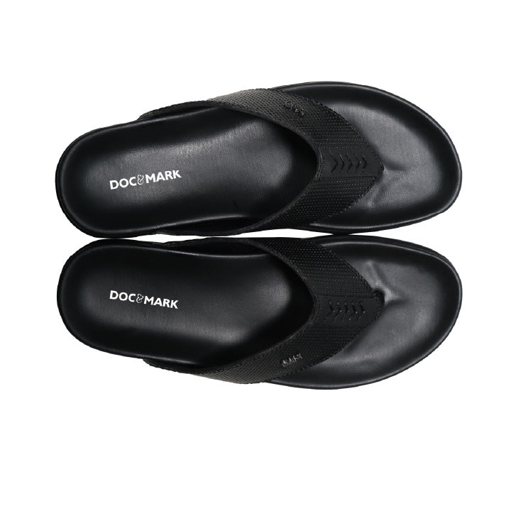 Stylish Leather Slipper for Men - 1009 BK/DTN