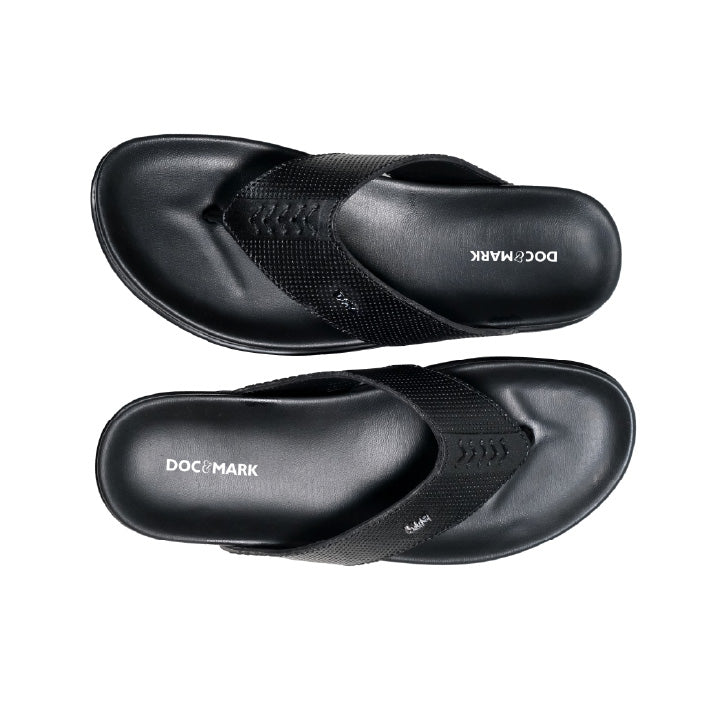 Stylish Leather Slipper for Men - 1009 BK/DTN