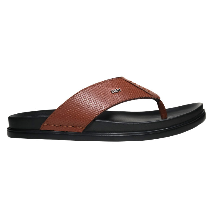 Stylish Leather Slipper for Men - 1009 BK/DTN