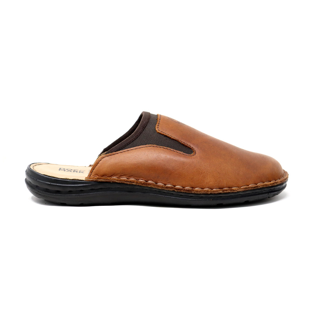 Men's Genuine Tan Leather Mules - Mules Sandals – DOC&MARK®