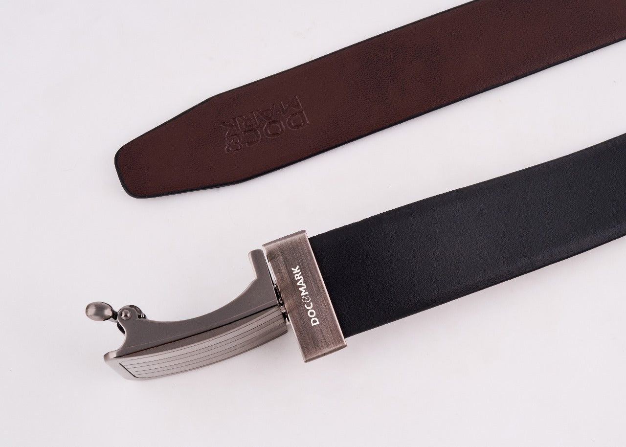 Premium Leather Men Auto Lock Turning Buckle Belt ALT67REV