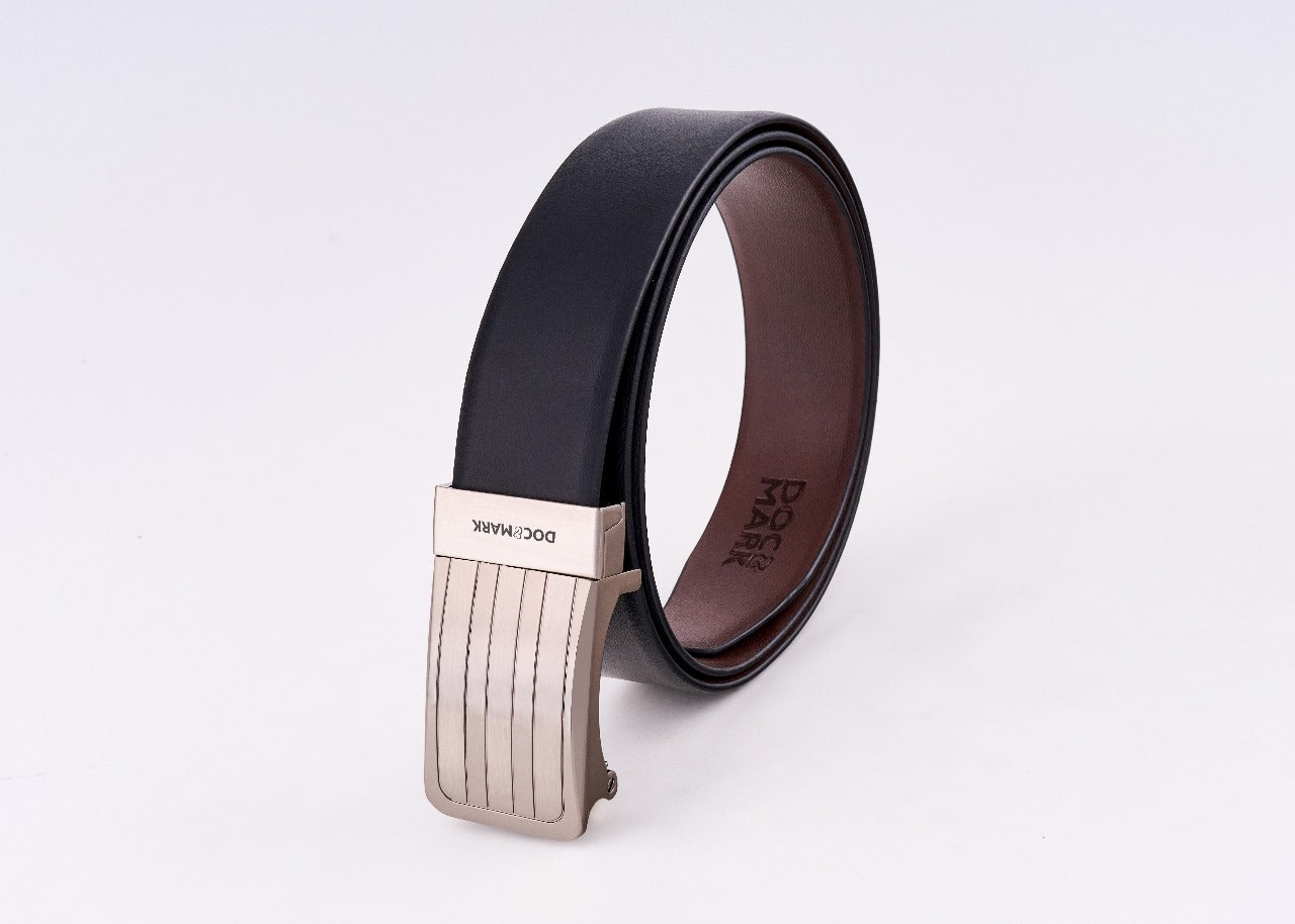 Premium Leather Men Auto Lock Turning Buckle Belt ALT67REV