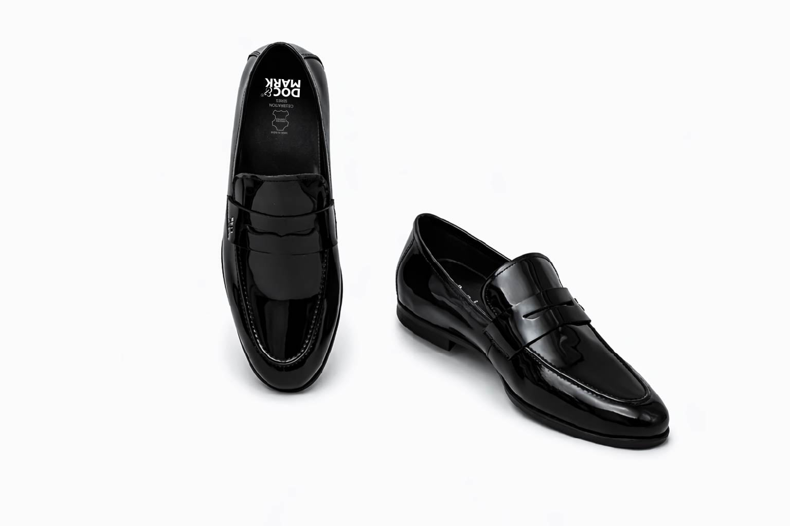 Full Grain Patent Leather Moccasin Shoes 901BK