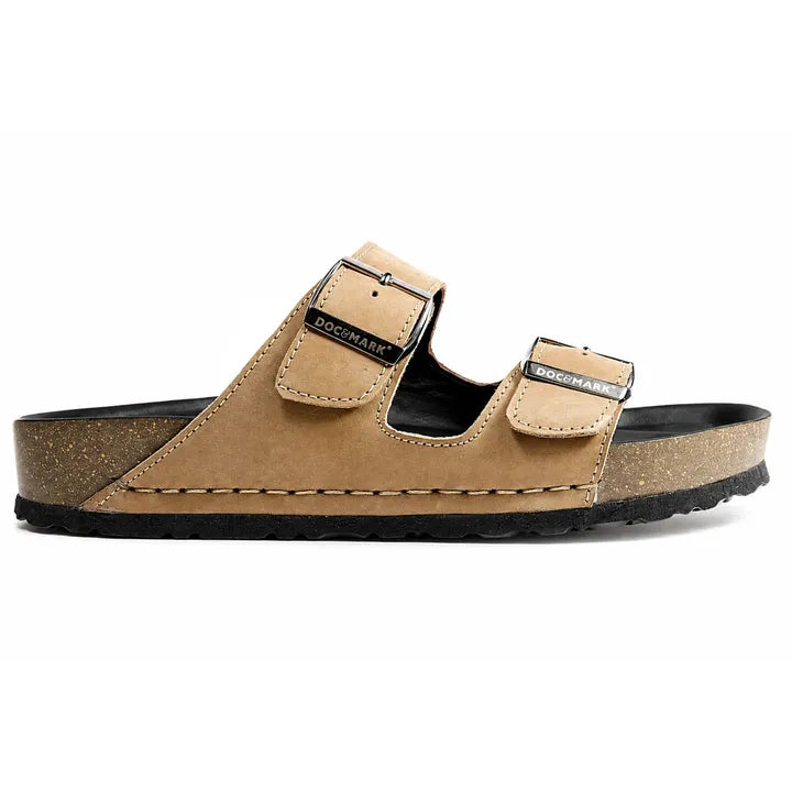 Stylish Leather Velcro Slipper for Men - 1005 OLV