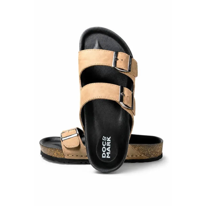 Stylish Leather Velcro Slipper for Men - 1005 OLV
