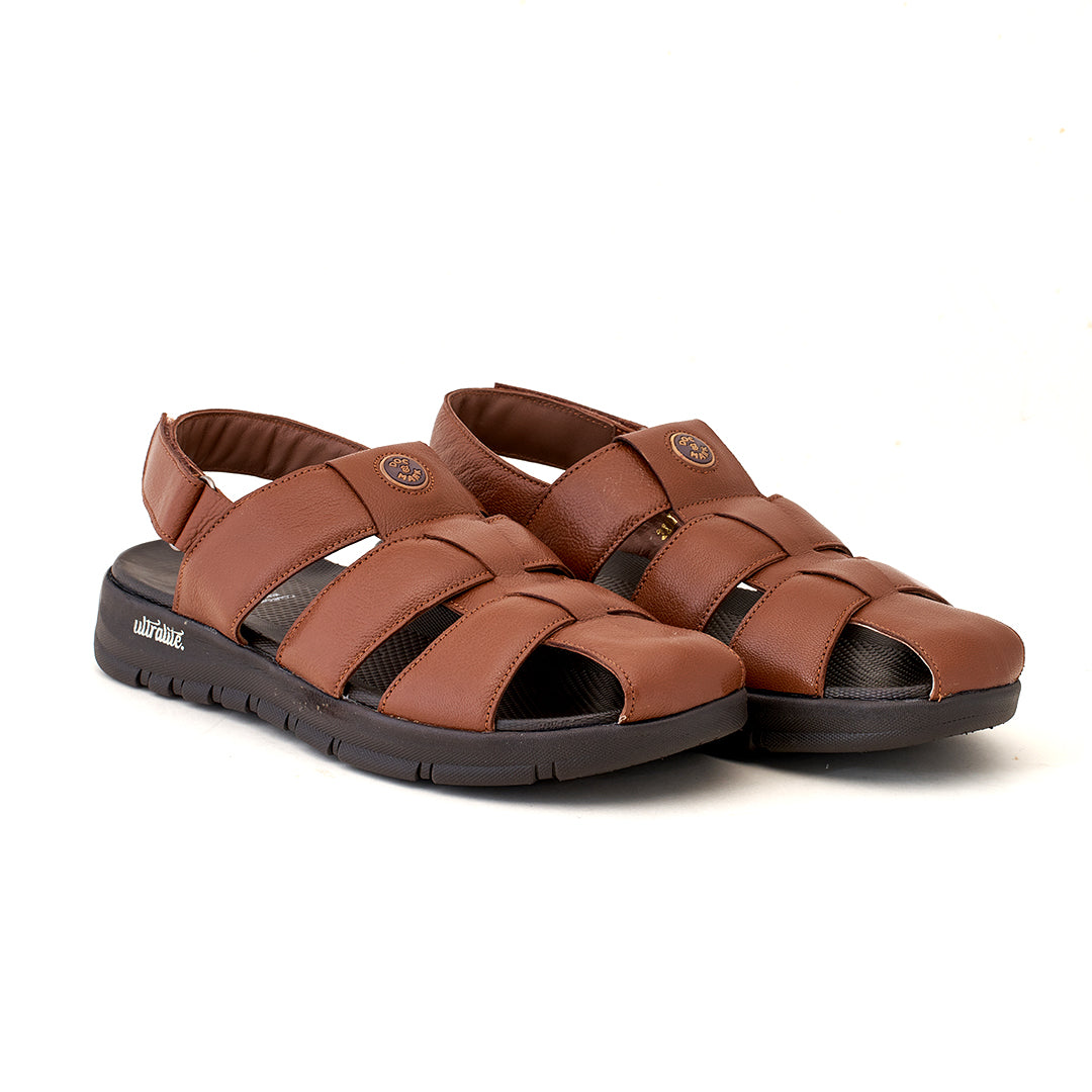 Brown Comfort Plain Leather Sandals leather shoes for men | Rapawalk